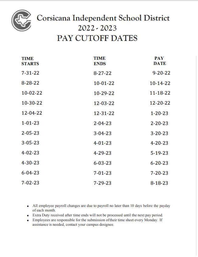 Pay Dates 2022-2023